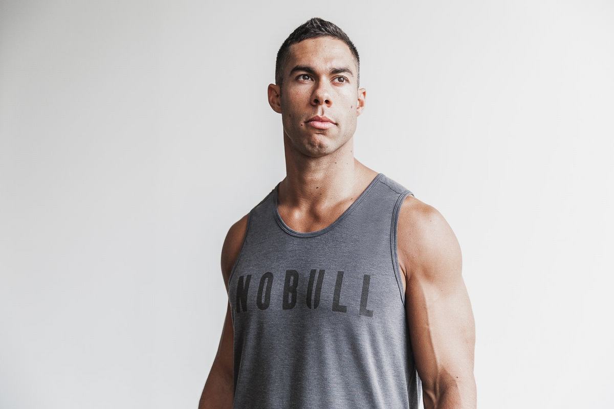 Nobull Men\'s Tank Tops Deep Grey | Australia (TU7048)